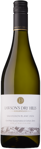 a bottle of Lawsons Dry Hills Marlborough Sauvignon Blanc white wine